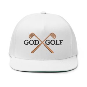 White Original Golfers Hat with crossed Golf Golf Clubs and God Golf text